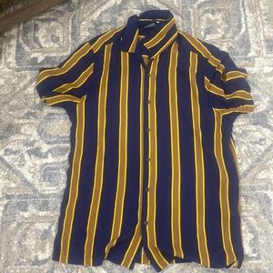 Blue and gold stripe shirt. Size medium